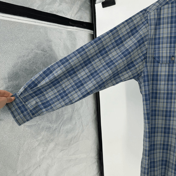 Vintage Carhartt Mens Button Down Shirt Size M Blue Plaid Utility Preppy Western - Picture 8 of 10